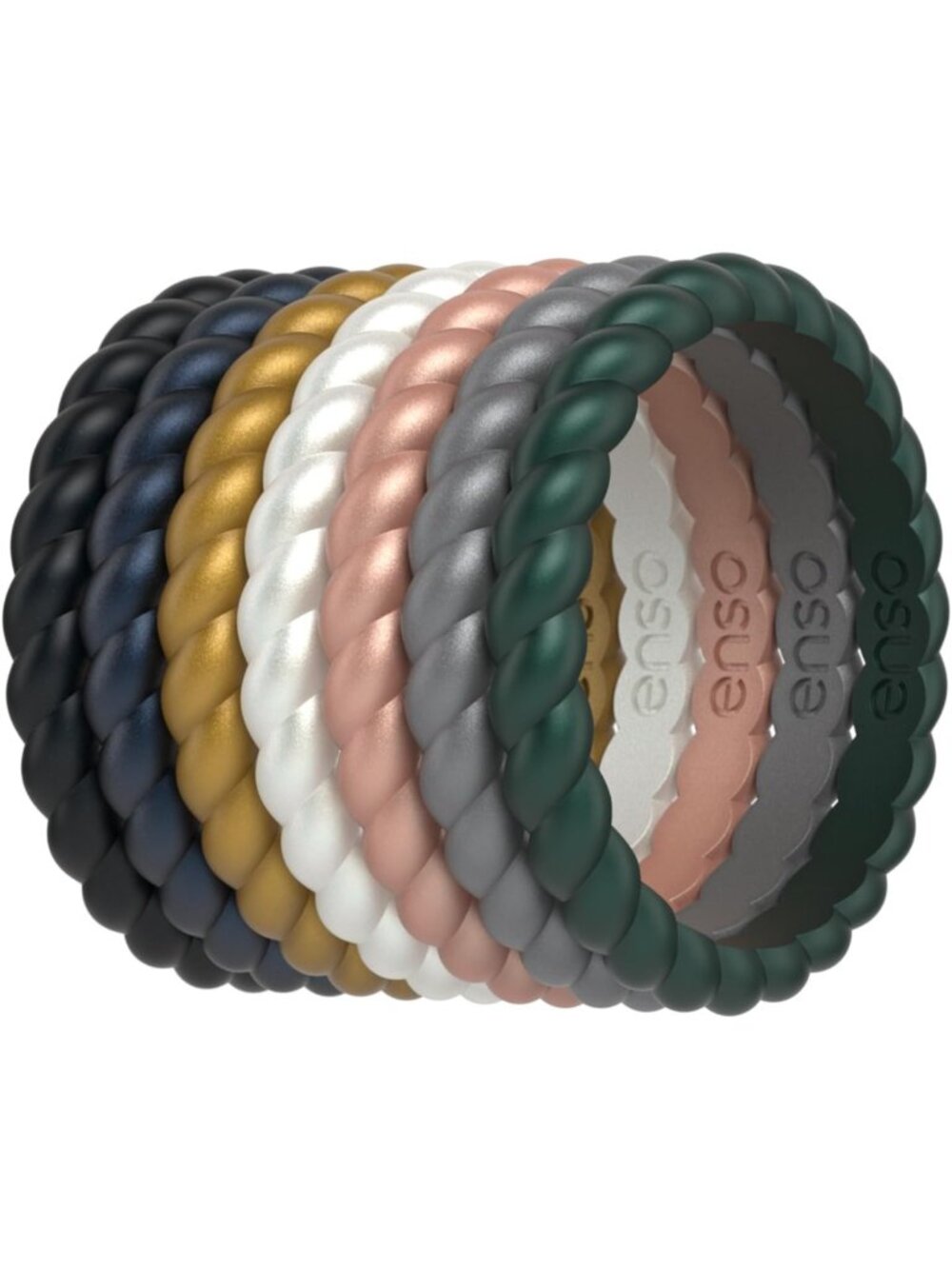 Stackable Braided Silicone Wedding Rings - Comfortable, Flexible Multi-Pack